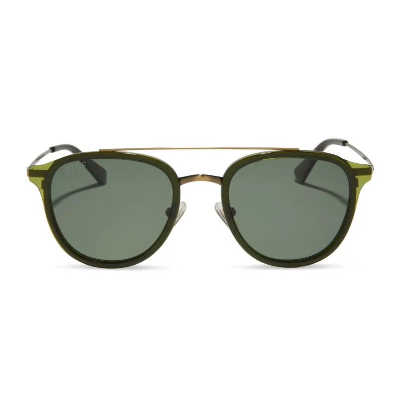 CAMDEN - DARK OLIVE CRYSTAL + G15 + POLARIZED SUNGLASSES sold by Diff Eyewear