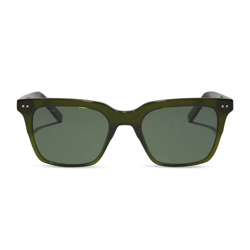 BILLIE - DARK OLIVE CRYSTAL + G15 + POLARIZED SUNGLASSES sold by Diff Eyewear