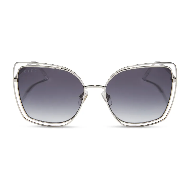 JACQUELINE - SILVER + GREY GRADIENT SUNGLASSES sold by Diff Eyewear