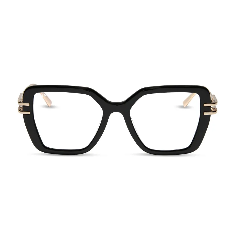 DASHA - BLACK + GOLD + GLASSES made by Diff Eyewear