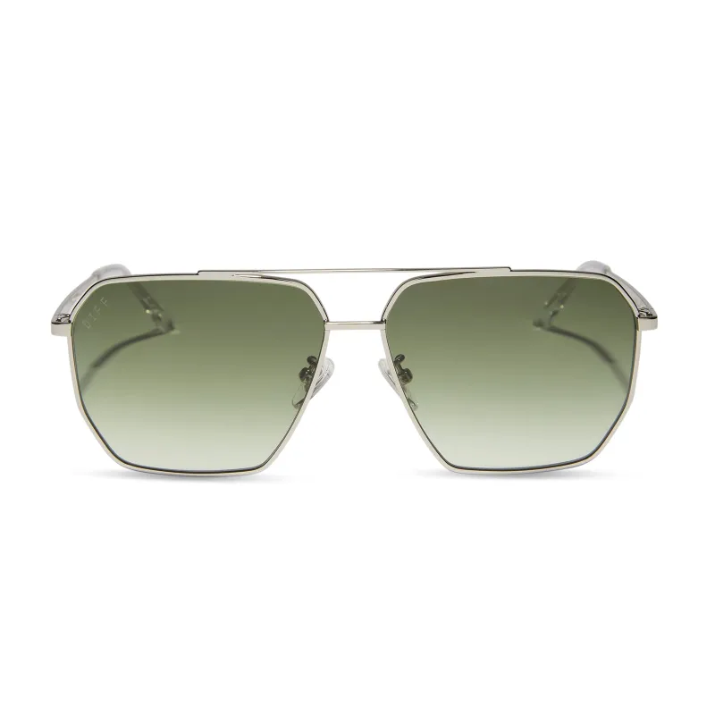 BERKELY - SILVER + COOL MATCHA GRADIENT SUNGLASSES made by Diff Eyewear