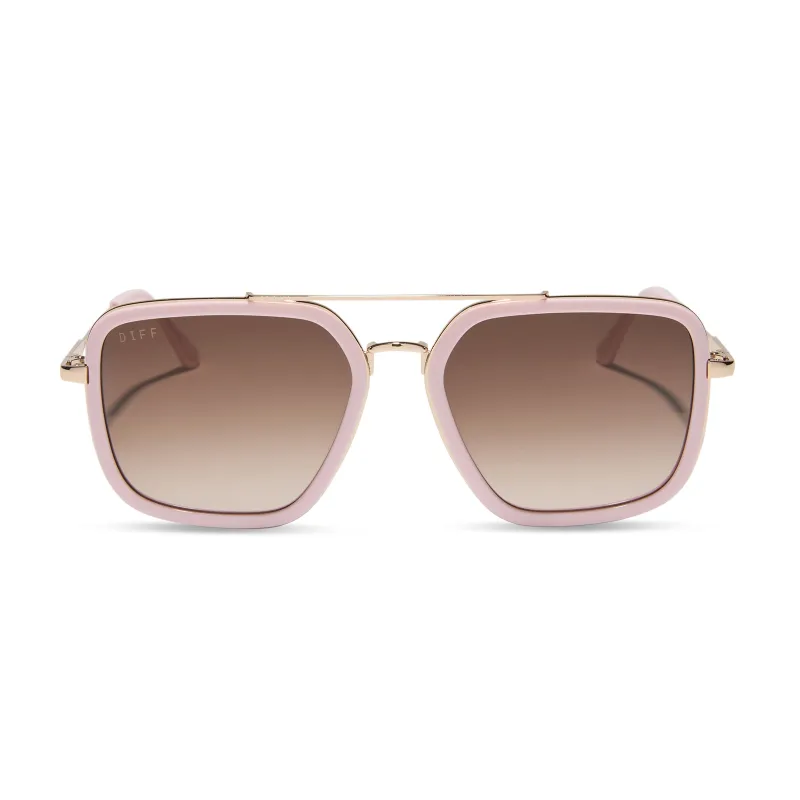 JORDAN - POWDER PINK + GOLD + BROWN GRADIENT SUNGLASSES sold by Diff Eyewear