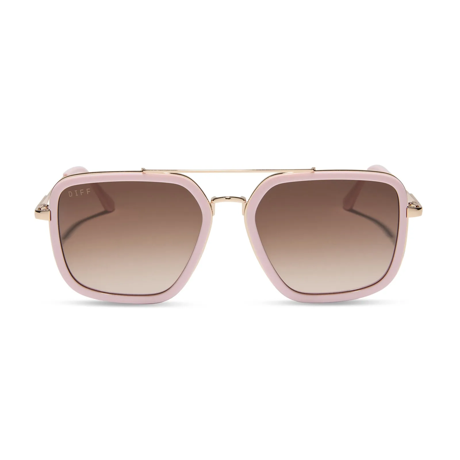 JORDAN - POWDER PINK + GOLD + BROWN GRADIENT SUNGLASSES sold by Diff Eyewear