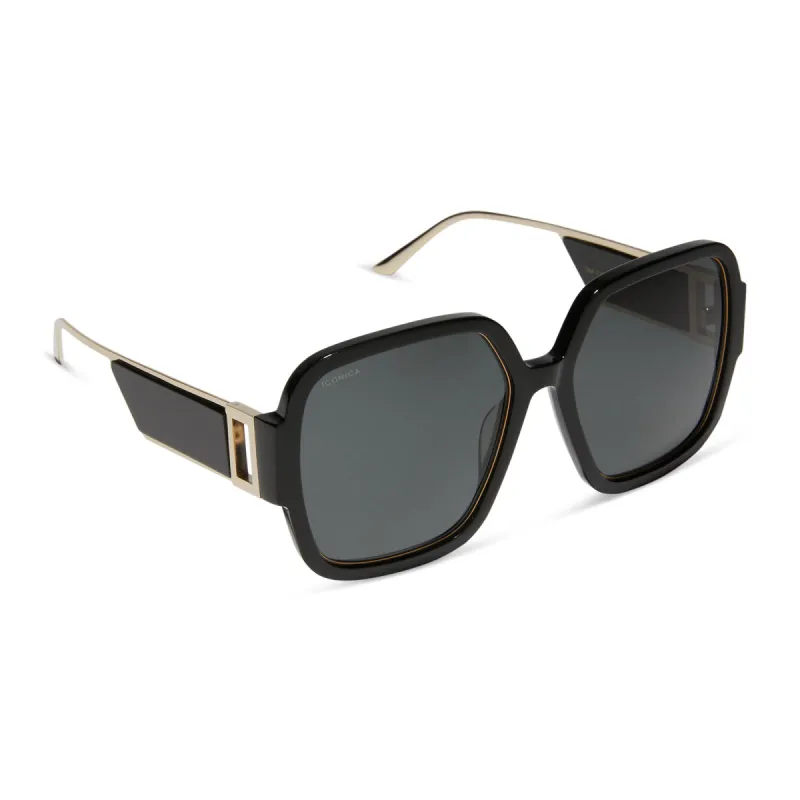 TINA II - BLACK + GREY + POLARIZED SUNGLASSES sold by Diff Eyewear