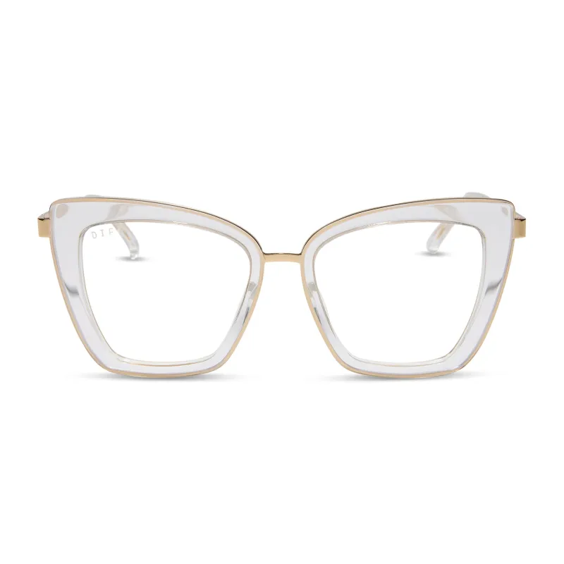 BECKY IV - CLEAR CRYSTAL + GOLD + GLASSES sold by Diff Eyewear