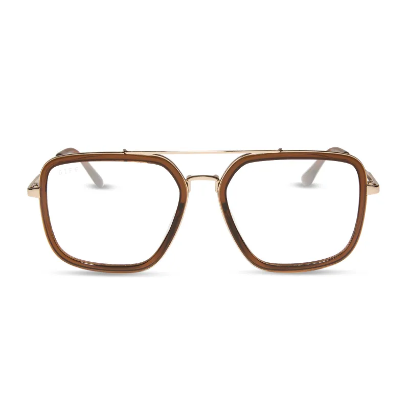 JORDAN - WHISKEY + GOLD + GLASSES sold by Diff Eyewear