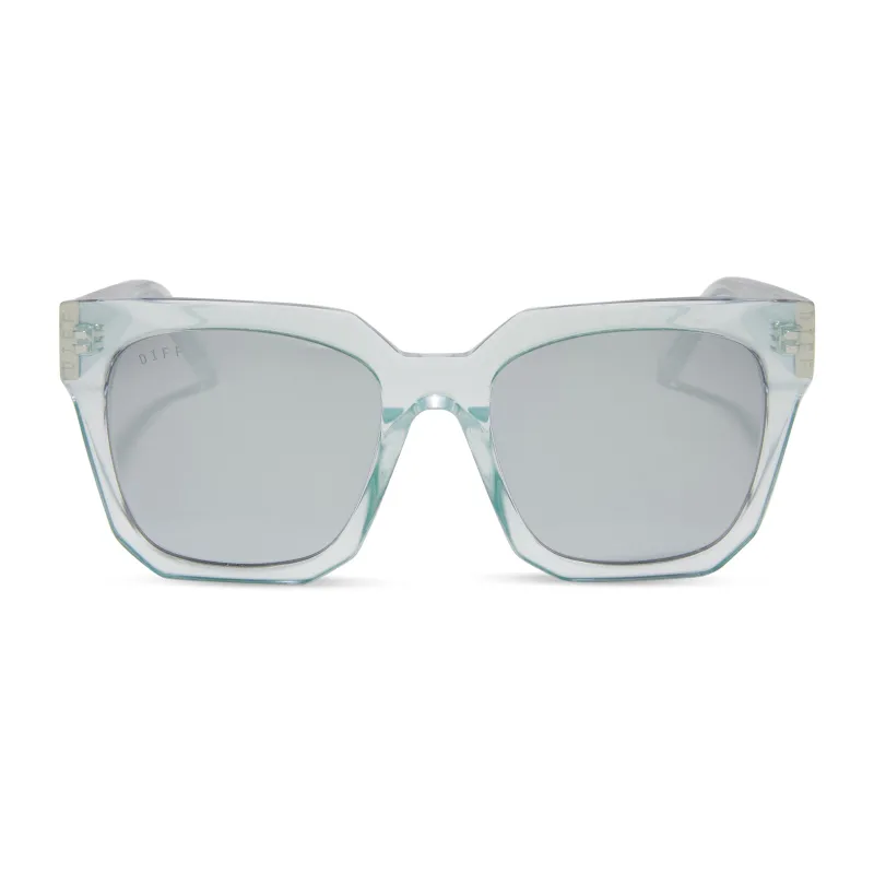 ARIANA - OPALESCENT TURQUOISE + SILVER MIRROR SUNGLASSES sold by Diff Eyewear