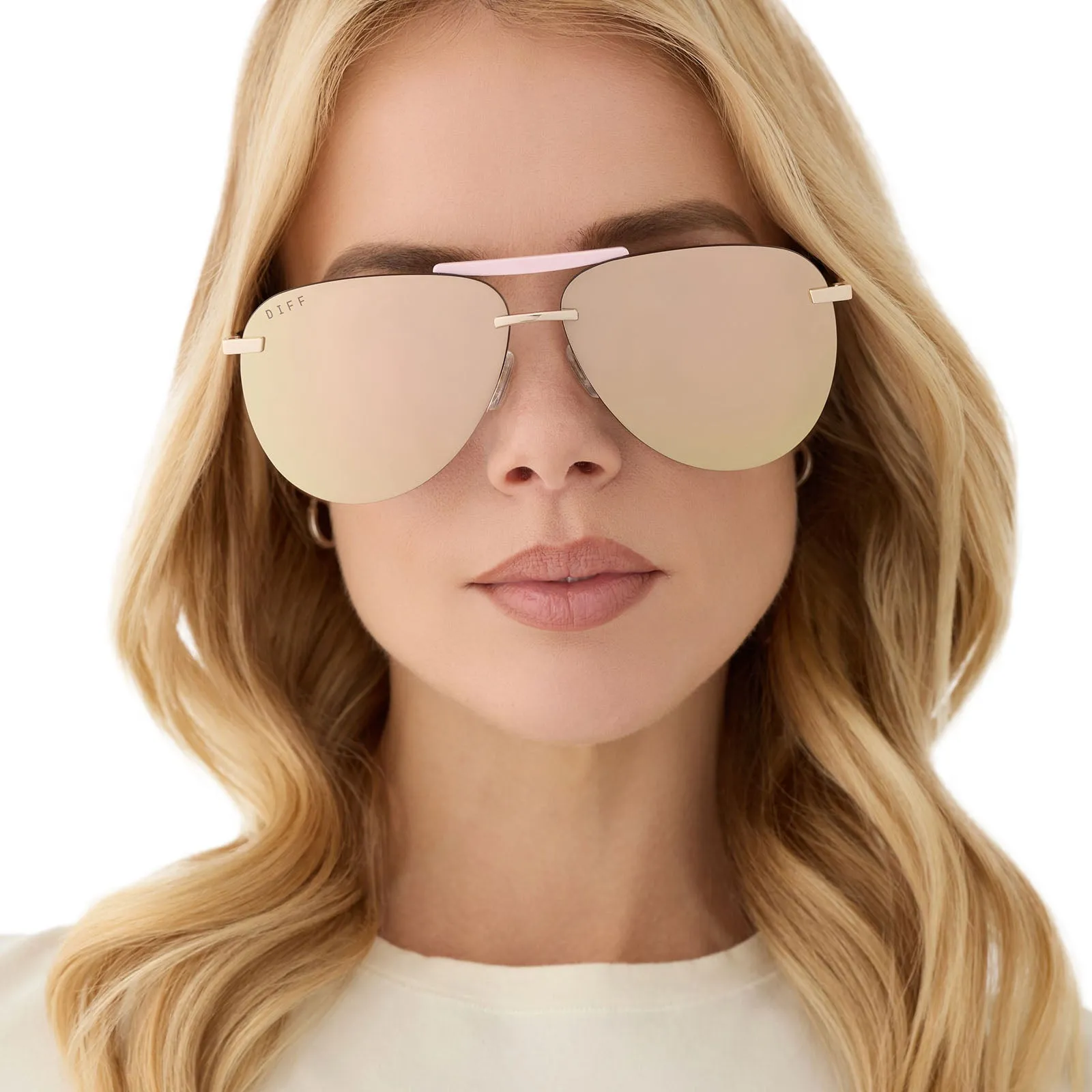 TAHOE - GOLD POWDER PINK + TAUPE MIRROR SUNGLASSES sold by Diff Eyewear product image thumbnail 5