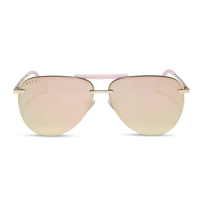 TAHOE - GOLD POWDER PINK + TAUPE MIRROR SUNGLASSES sold by Diff Eyewear