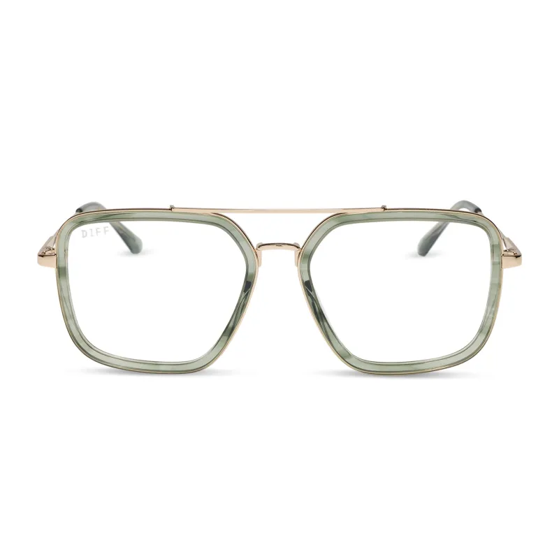 JORDAN - MATCHA + GOLD + BLUE LIGHT GLASSES sold by Diff Eyewear