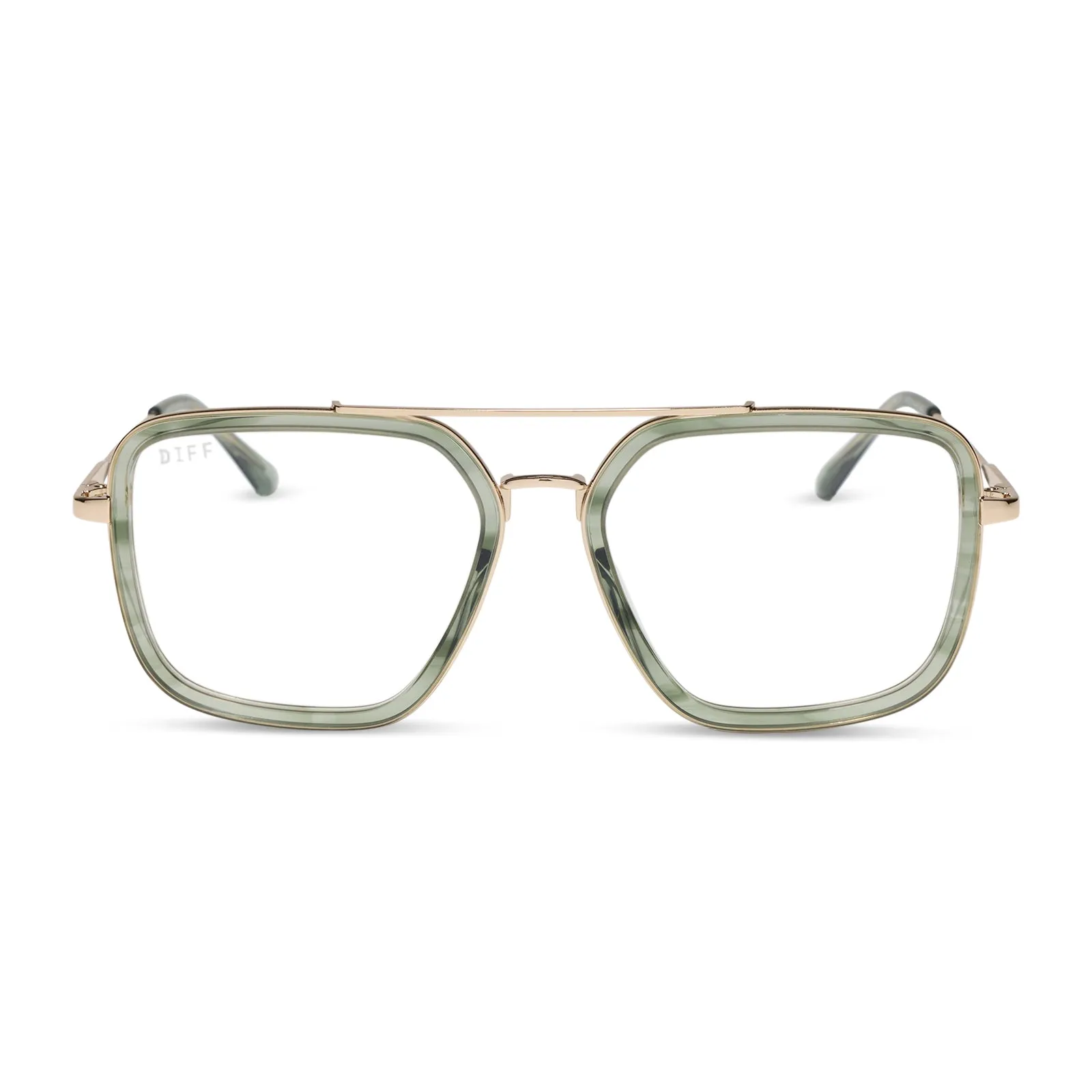 JORDAN - MATCHA + GOLD + BLUE LIGHT GLASSES sold by Diff Eyewear