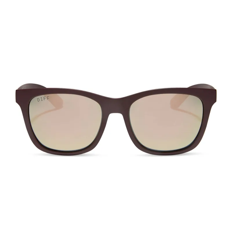 STORM - MATTE RUGBY RED + TAUPE MIRROR + POLARIZED SUNGLASSES made by Diff Eyewear