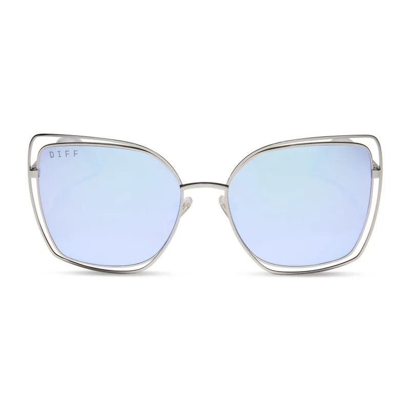 JACQUELINE - SILVER + THISTLE TEMPLE TIPS + LAVENDER MIRROR SUNGLASSES sold by Diff Eyewear