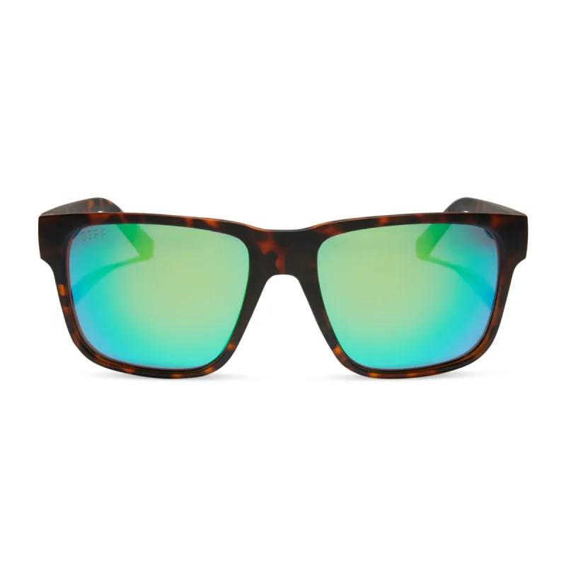 ACE - RICH TORTOISE MATTE + GREEN MIRROR + POLARIZED SUNGLASSES sold by Diff Eyewear