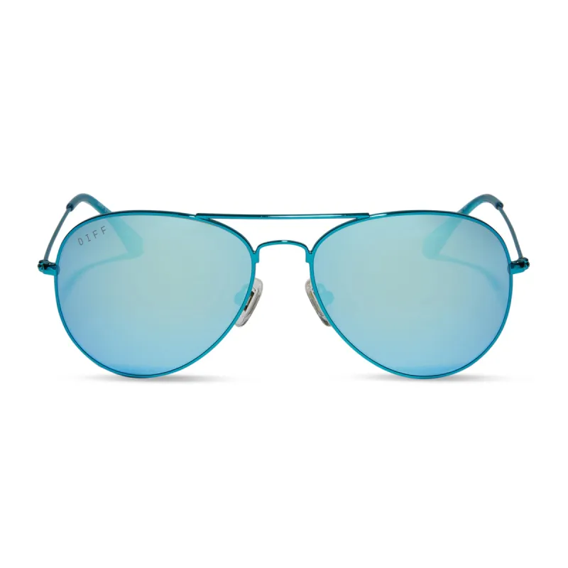 CRUZ - TURQUOISE METALLIC + TEAL MIRROR SUNGLASSES sold by Diff Eyewear