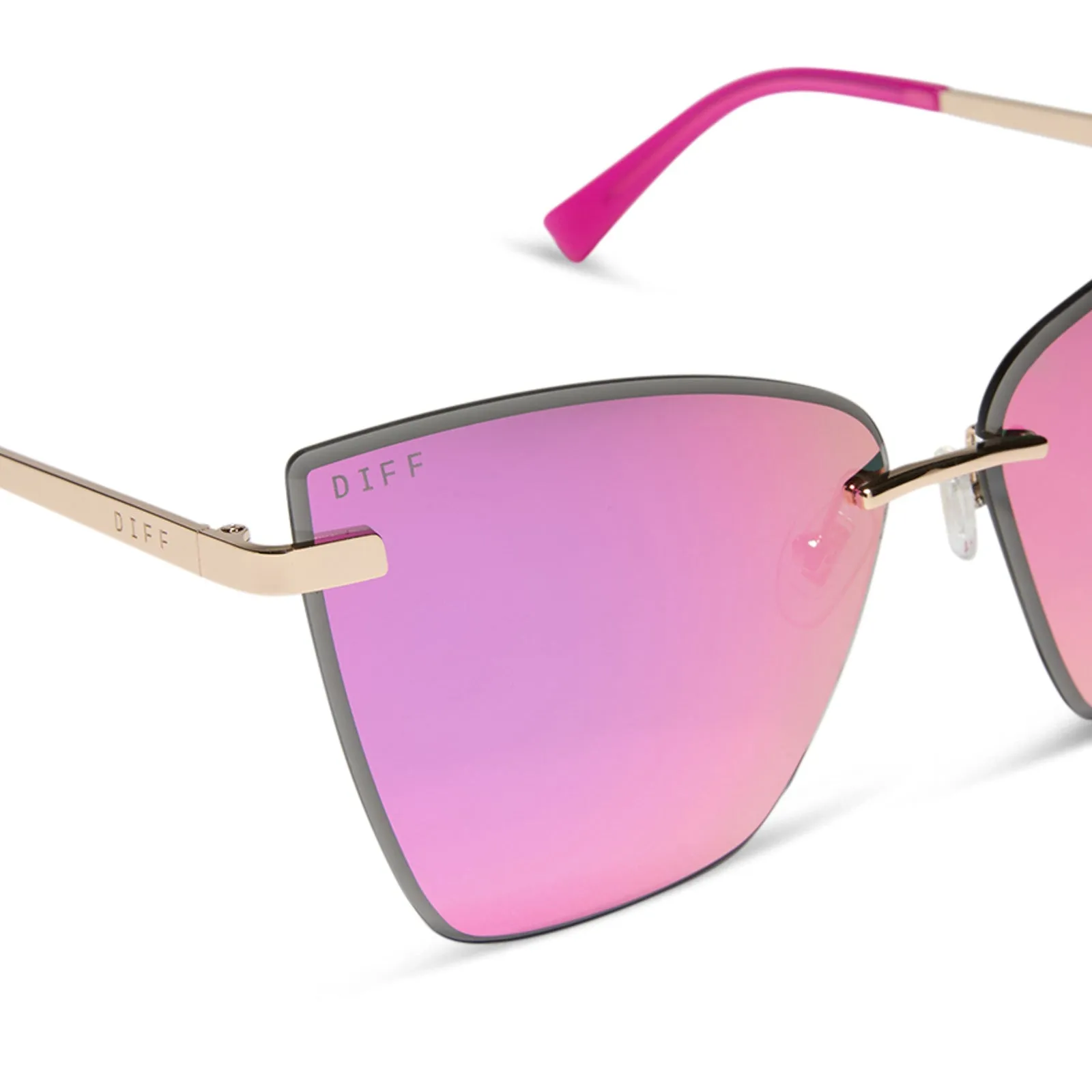 BECKY V - GOLD + PINK RUSH MIRROR SUNGLASSES sold by Diff Eyewear product image thumbnail 4