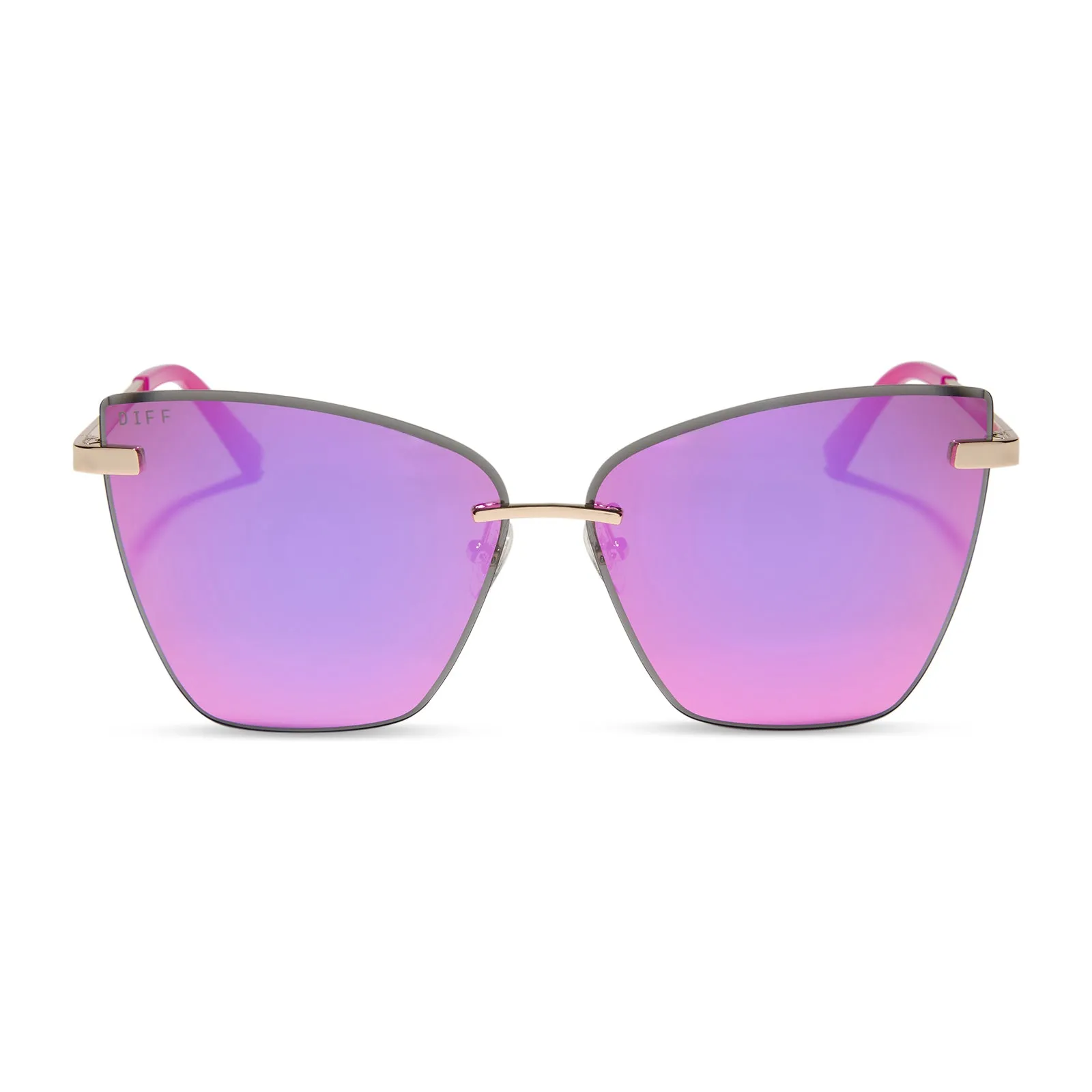 BECKY V - GOLD + PINK RUSH MIRROR SUNGLASSES sold by Diff Eyewear
