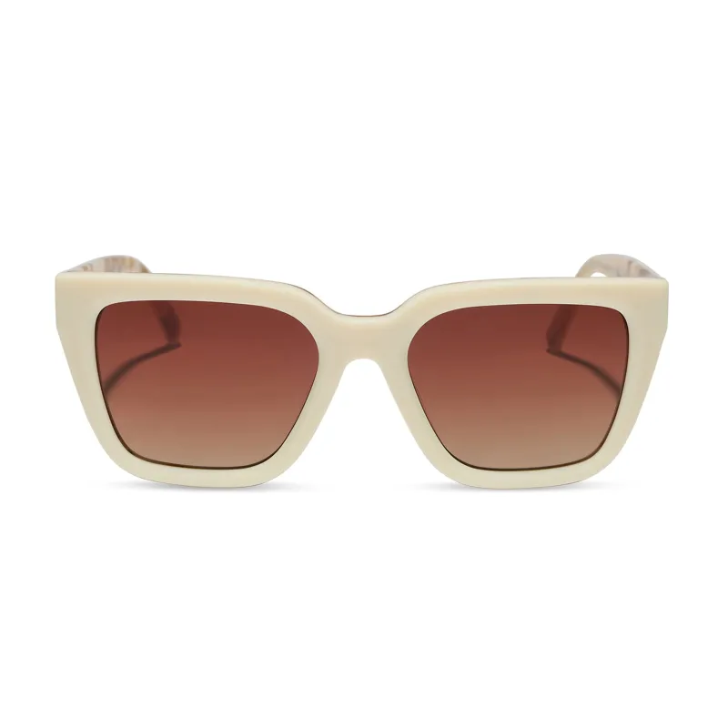 AMARA - COURTSIDE IVORY + GILDED TORTOISE + BROWN GRADIENT + POLARIZED SUNGLASSES made by Diff Eyewear