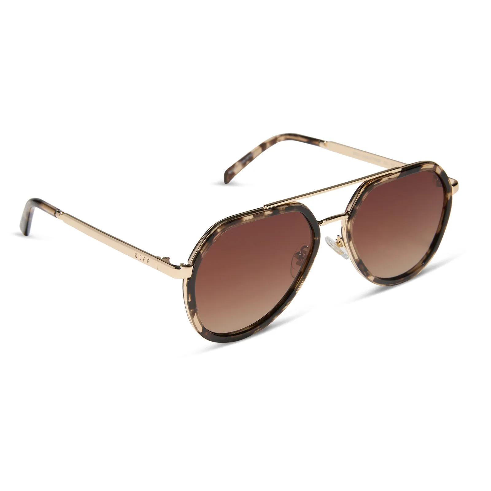 JOEY - ESPRESSO TORTOISE + GOLD METAL + BROWN GRADIENT + POLARIZED SUNGLASSES sold by Diff Eyewear product image thumbnail 2