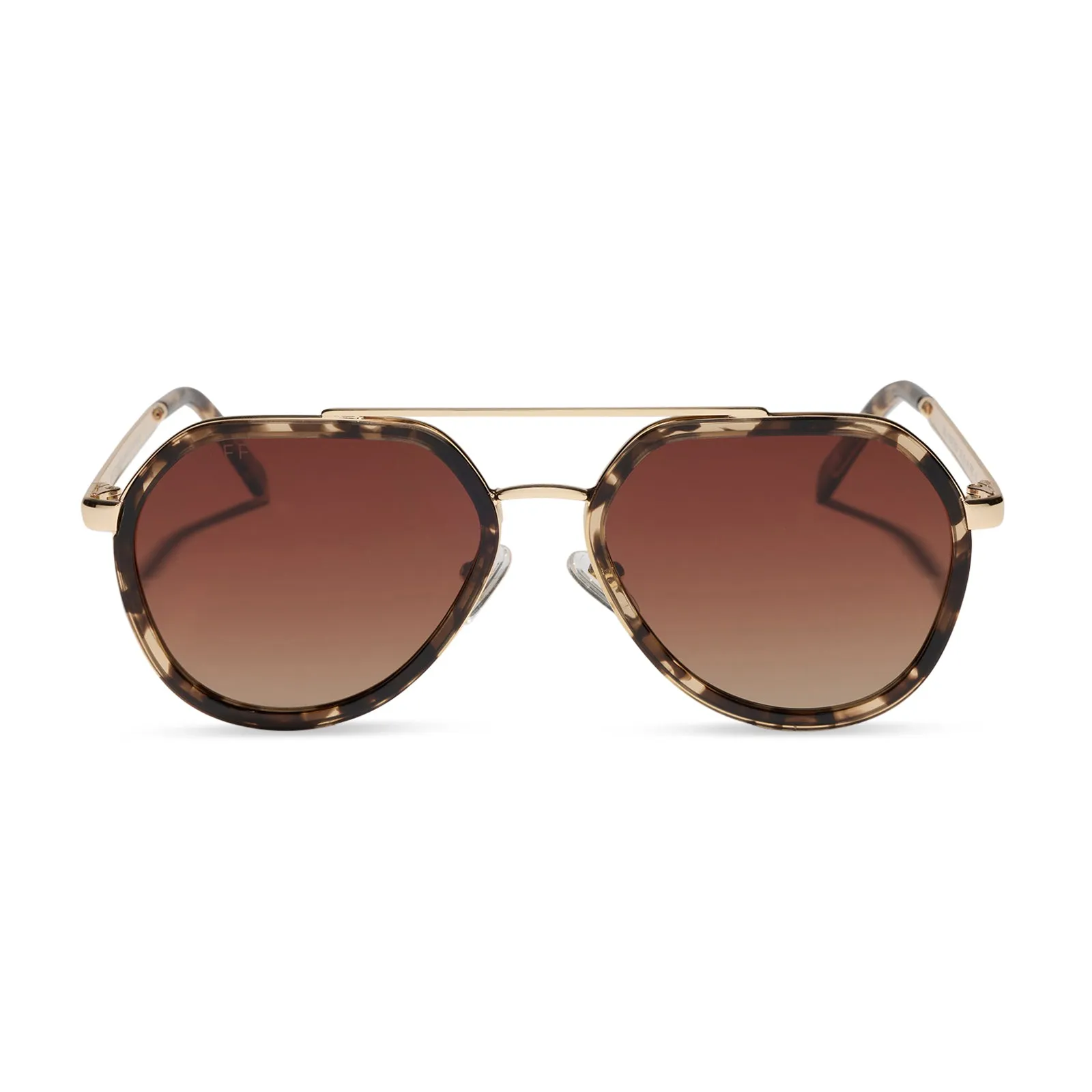 JOEY - ESPRESSO TORTOISE + GOLD METAL + BROWN GRADIENT + POLARIZED SUNGLASSES sold by Diff Eyewear