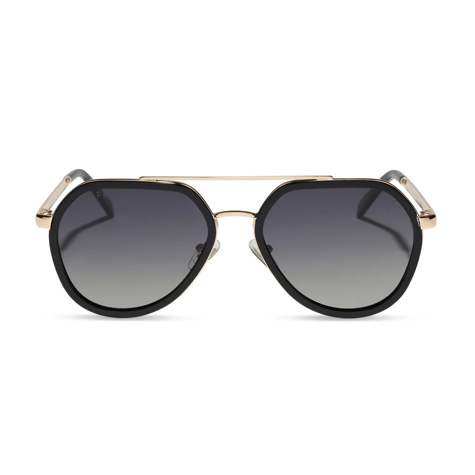 JOEY - BLACK + GOLD METAL + GREY GRADIENT + POLARIZED SUNGLASSES sold by Diff Eyewear