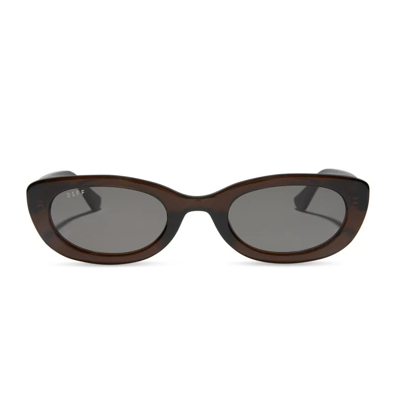 JOJO FLETCHER - RAYA + CHOCOLATE CRYSTAL + GREY + POLARIZED SUNGLASSES made by Diff Eyewear