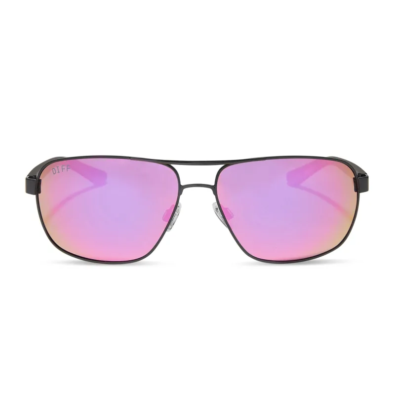 MATCHPOINT - BLACK + MATTE BLACK + PINK RUSH MIRROR + POLARIZED SUNGLASSES sold by Diff Eyewear