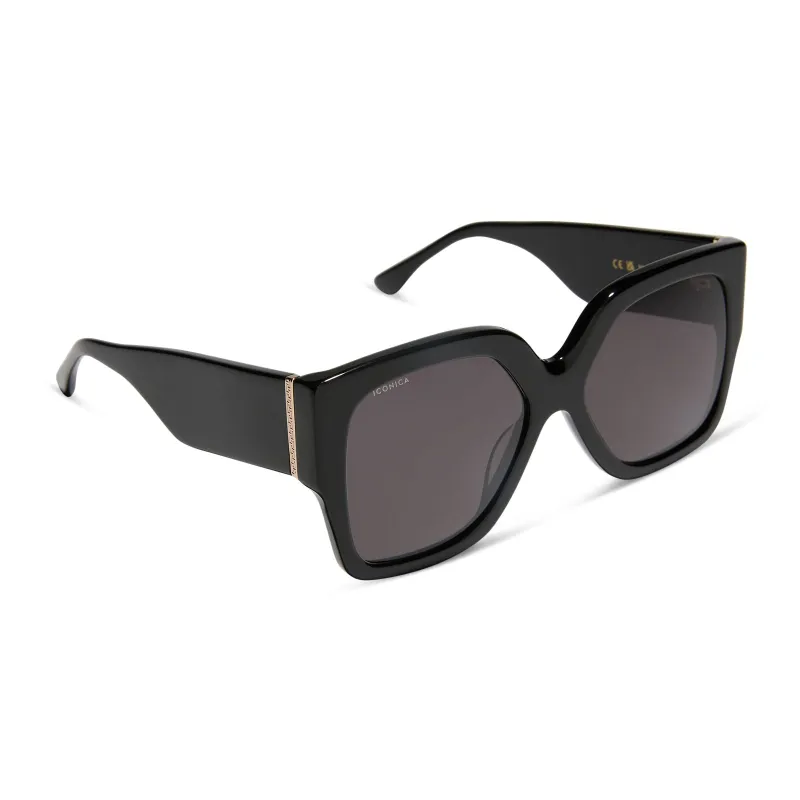 LIVIA - BLACK + GREY + POLARIZED SUNGLASSES made by Diff Eyewear