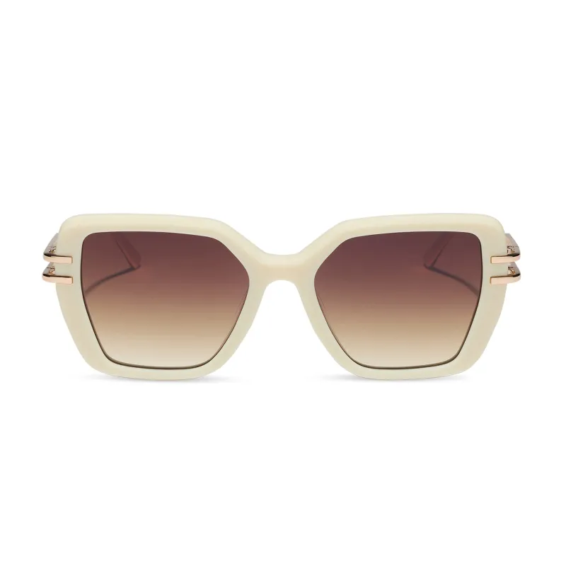 DASHA - COURTSIDE IVORY + GOLD + BROWN GRADIENT SUNGLASSES made by Diff Eyewear