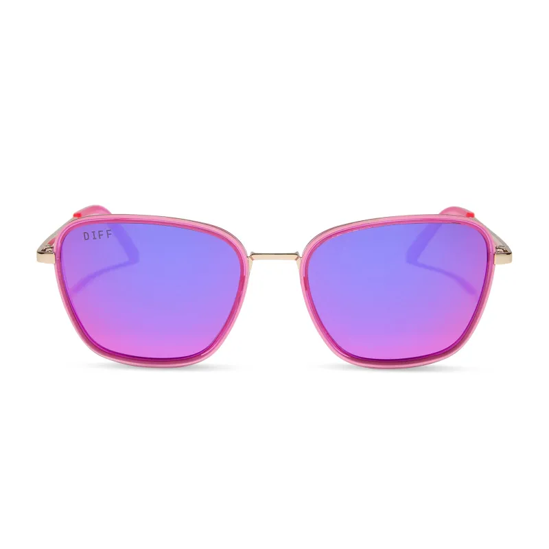 JENA SIMS - HOPE + HOT PINK + HOT PINK MIRROR SUNGLASSES made by Diff Eyewear