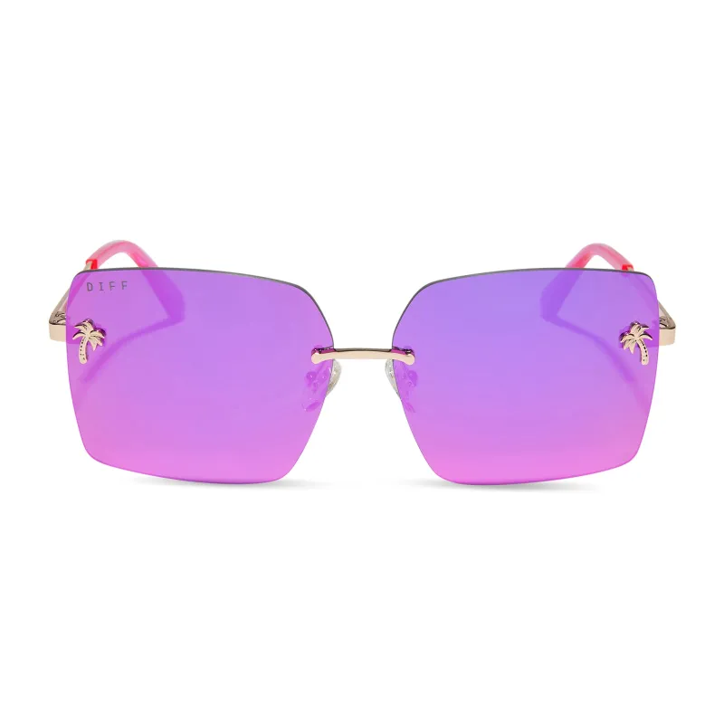 ROOKIE - HOT PINK + HOT PINK MIRROR SUNGLASSES made by Diff Eyewear