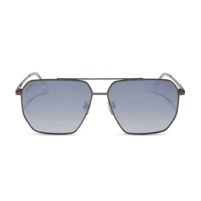 BERKELY - GUNMETAL + SLATE GRADIENT FLASH + POLARIZED SUNGLASSES made by Diff Eyewear
