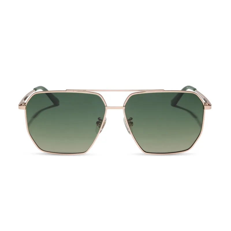 BERKELY - CHAMPAGNE GOLD + ALOE GREEN GRADIENT + POLARIZED SUNGLASSES made by Diff Eyewear