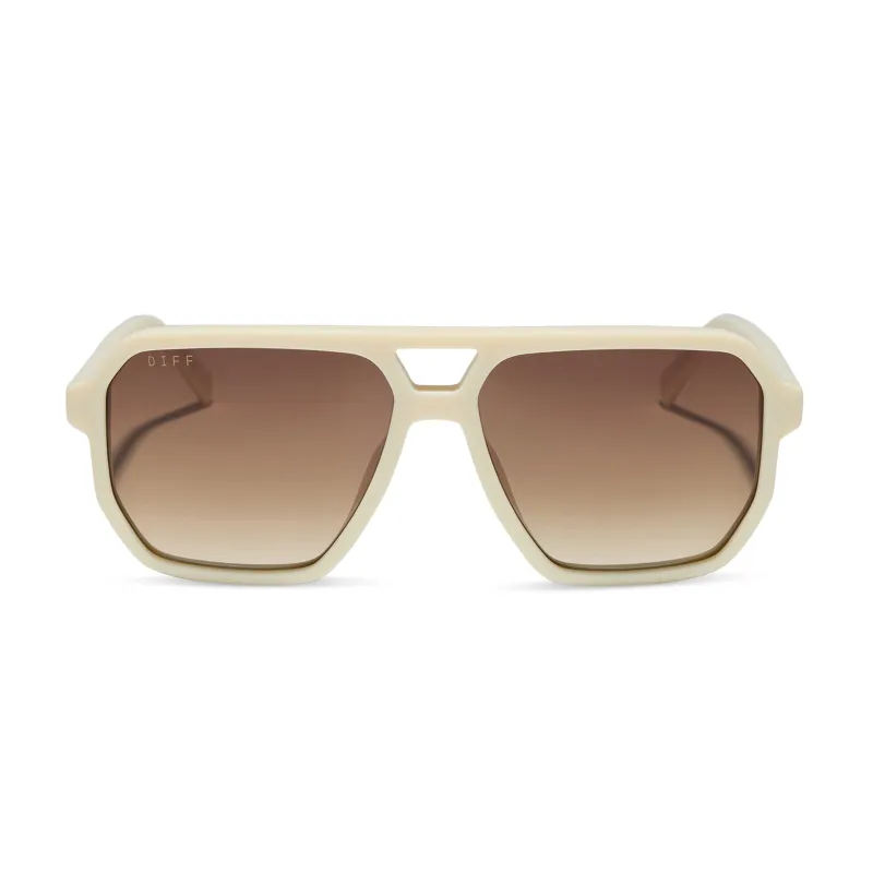 CAMERON - COURTSIDE IVORY + BROWN GRADIENT + POLARIZED SUNGLASSES made by Diff Eyewear