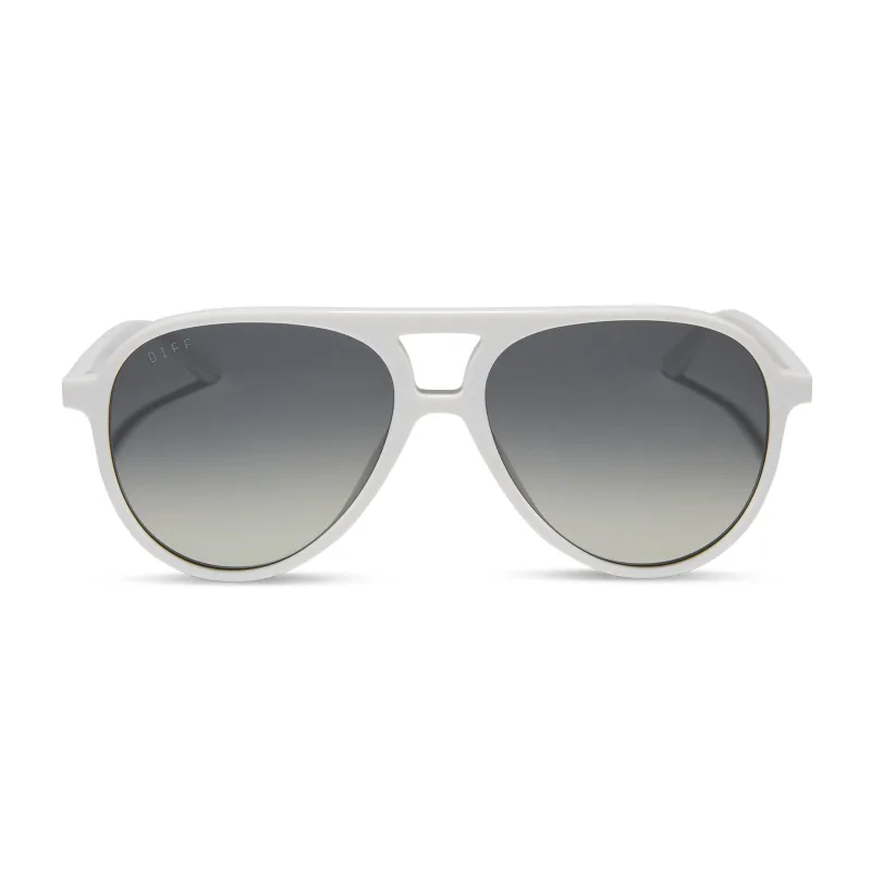 TOSCA II - WHITE CLOUD + GREY GRADIENT + SILVER FLASH SUNGLASSES made by Diff Eyewear