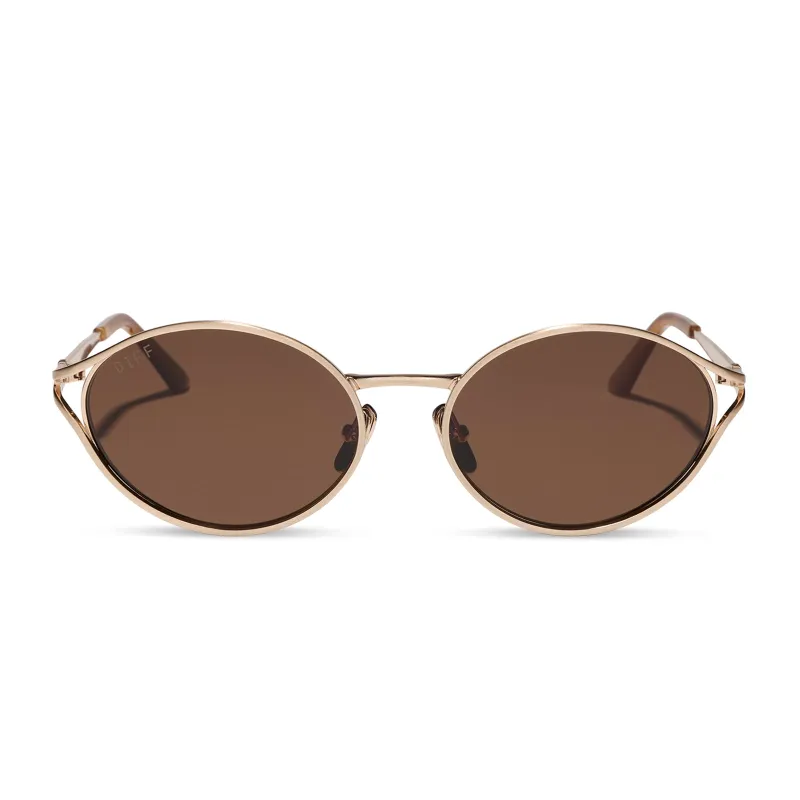JULIETTE - BRUSHED GOLD + TRUFFLE + POLARIZED SUNGLASSES made by Diff Eyewear