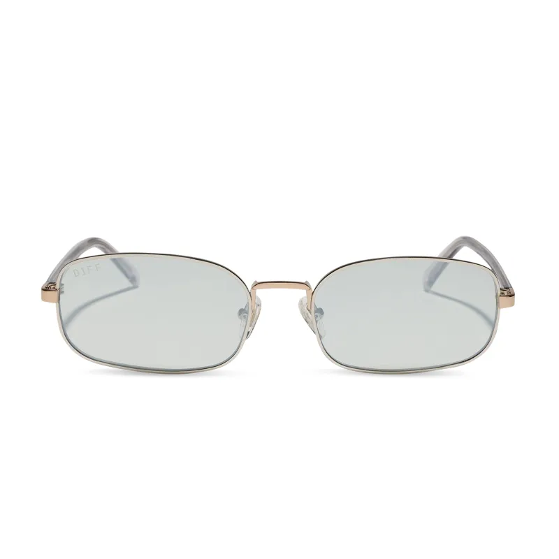 TRINITY - SILVER + GOLD + LIGHT GREY CRYSTAL TEMPLES + SILVER SUNGLASSES made by Diff Eyewear
