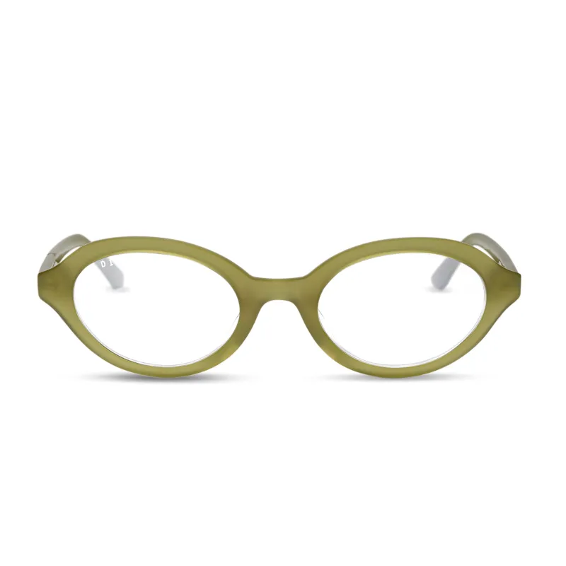 JULIA - OAKMOSS GREEN + GLASSES made by Diff Eyewear