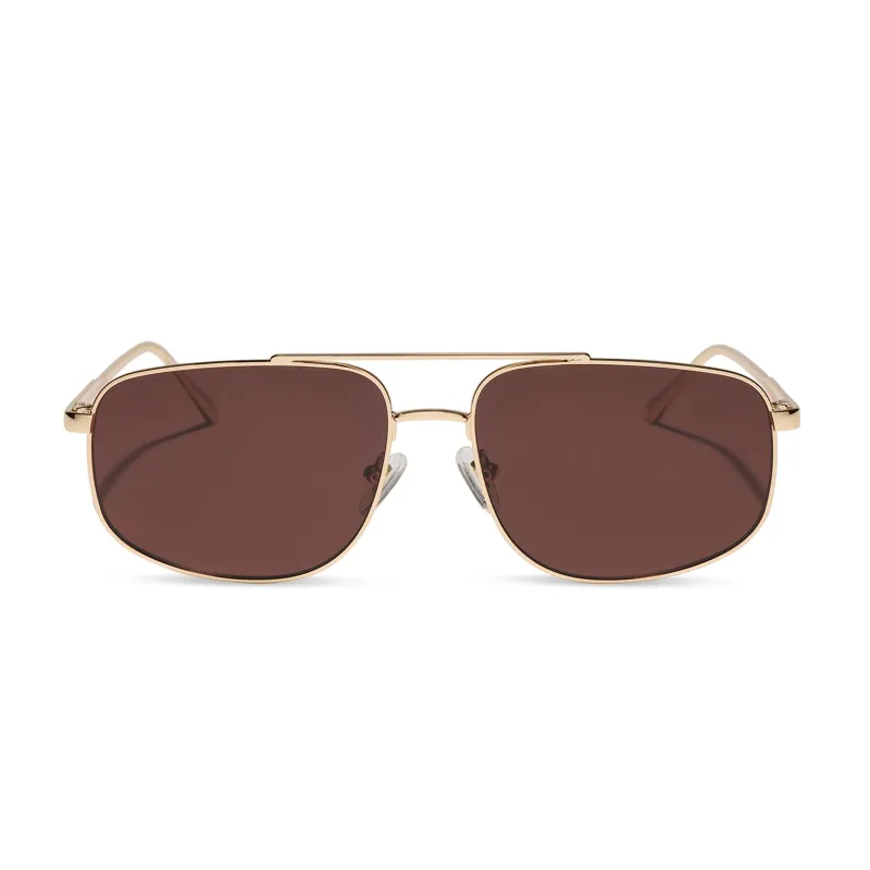 CHARLEY - GOLD + BROWN + POLARIZED SUNGLASSES made by Diff Eyewear