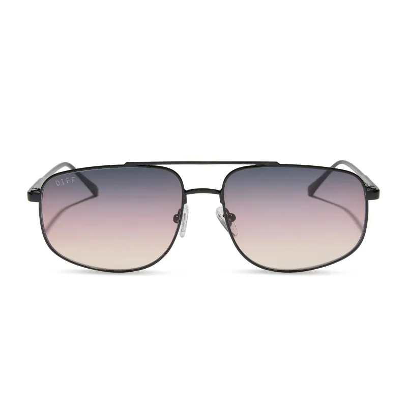 CHARLEY - SHINY BLACK + TWILIGHT GRADIENT SUNGLASSES made by Diff Eyewear