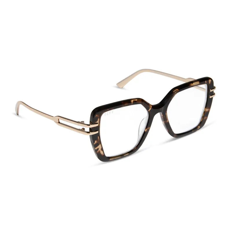 DASHA - ESPRESSO TORTOISE + GOLD + GLASSES made by Diff Eyewear