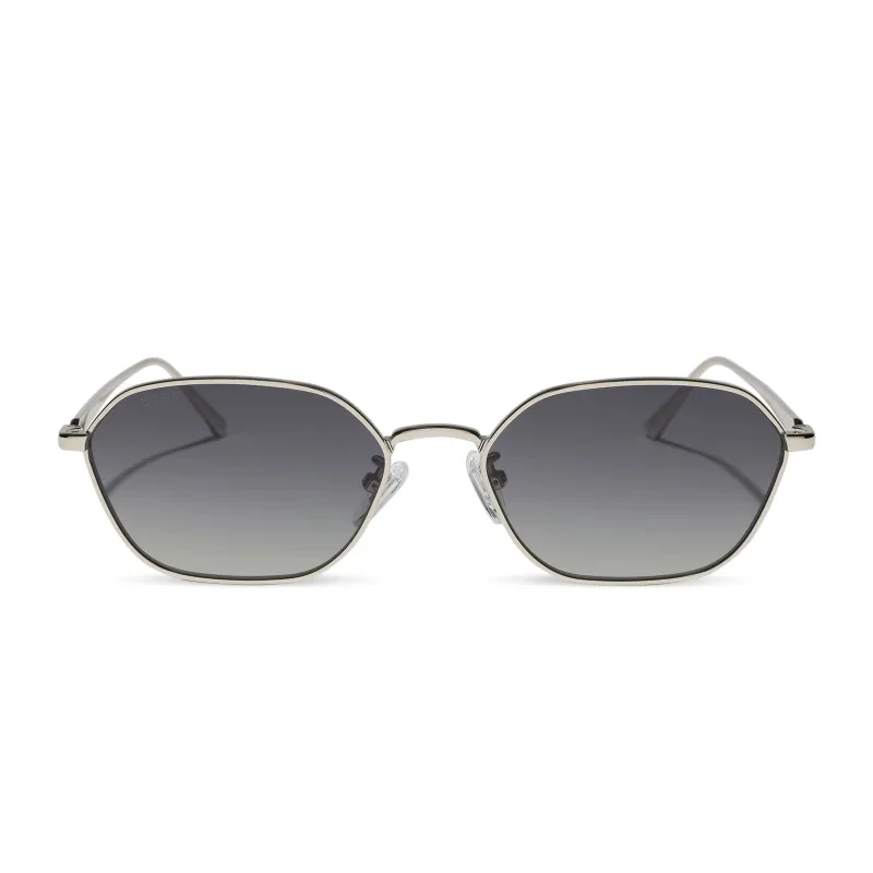 KENNEDY - SILVER + GREY GRADIENT + POLARIZED SUNGLASSES made by Diff Eyewear