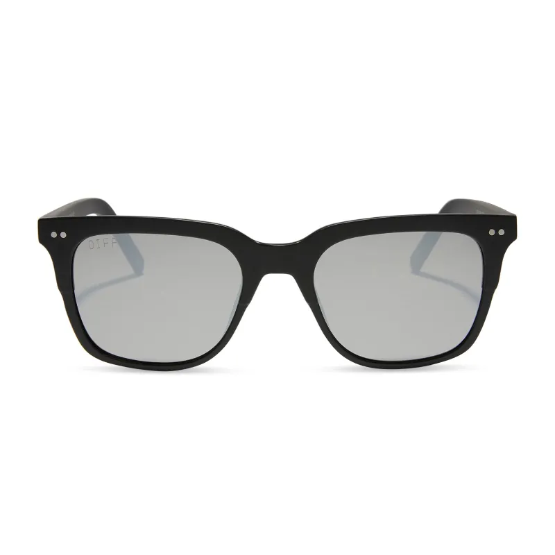 BOBBY - MATTE BLACK + GREY MIRROR SUNGLASSES made by Diff Eyewear