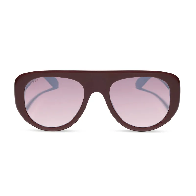 MORGAN - RUGBY RED + BURGUNDY GRADIENT SUNGLASSES made by Diff Eyewear