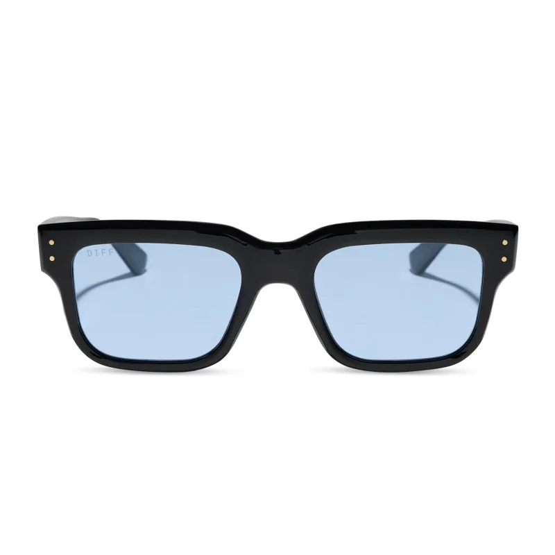 CASH - BLACK + LIGHT BLUE TINT SUNGLASSES made by Diff Eyewear