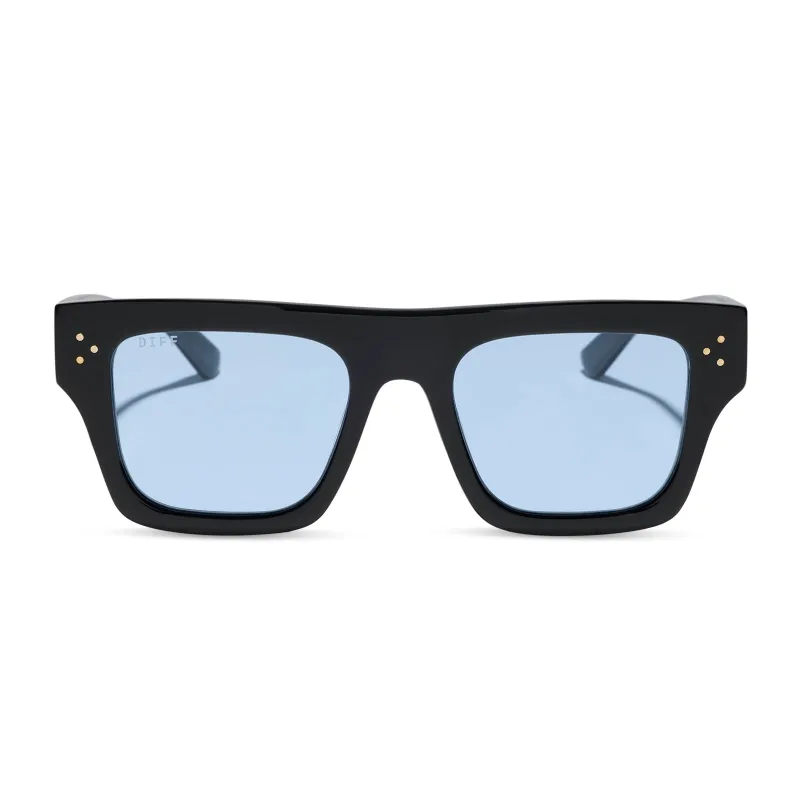 ROBERTS - BLACK + LIGHT BLUE TINT SUNGLASSES made by Diff Eyewear