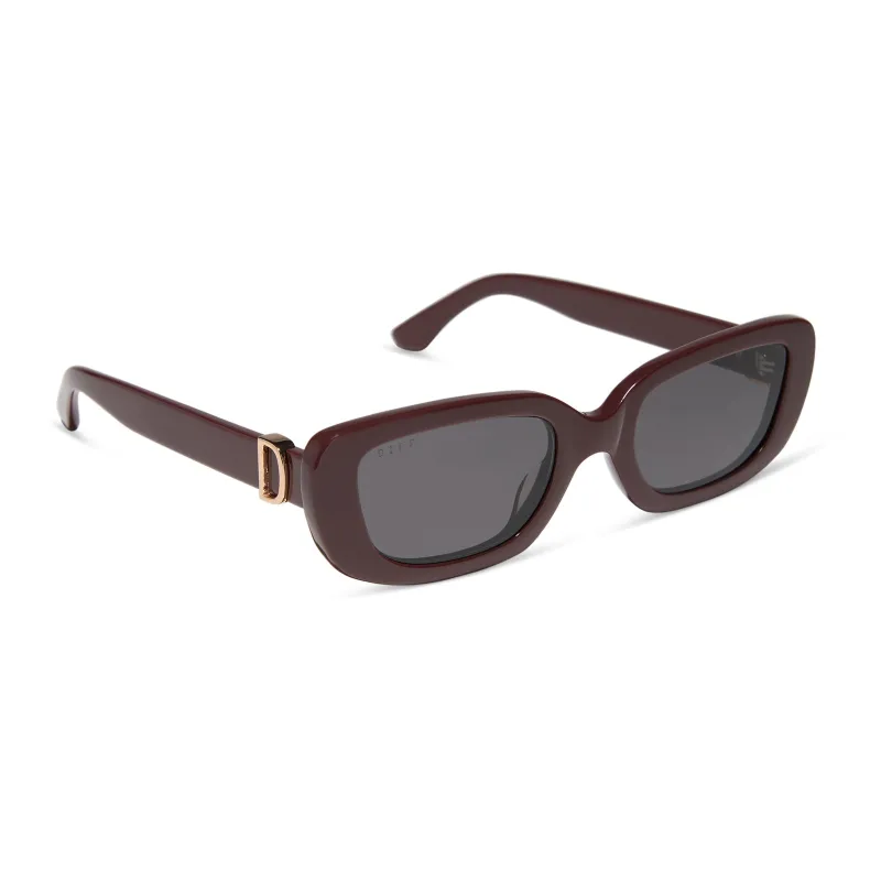 DAPHNE - RUGBY RED + GREY + POLARIZED SUNGLASSES made by Diff Eyewear