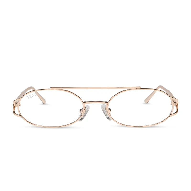 THE BROOKLYN - GOLD + GLASSES made by Diff Eyewear