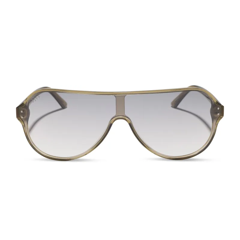 THE DOWNTOWN - OLIVE CRYSTAL + SILVER FLASH + SUNGLASSES made by Diff Eyewear