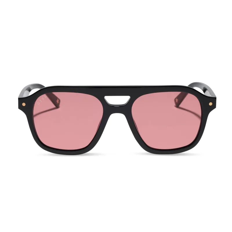 THE COAST - BLACK + RED TINT SUNGLASSES made by Diff Eyewear
